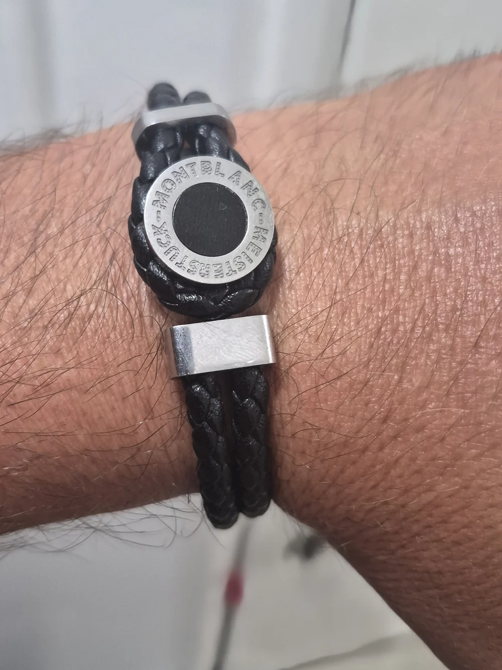 Montblanc Meisterstück Iconic Leather Bracelet with Black Onyx and Steel